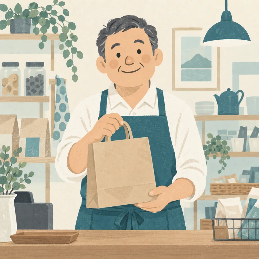 架空の店主を描いたイラスト